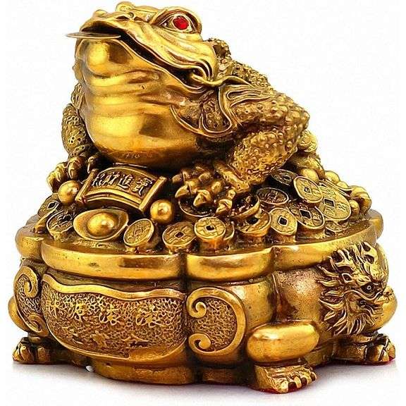 Large Brass Feng Shui Money Frog for Wealth & Prosperity