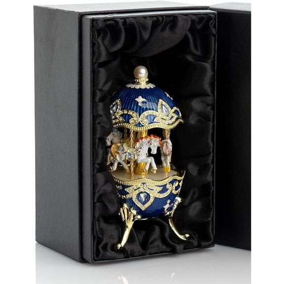 Keren Kopal Austrian Crystals Carousel Horse Music Box