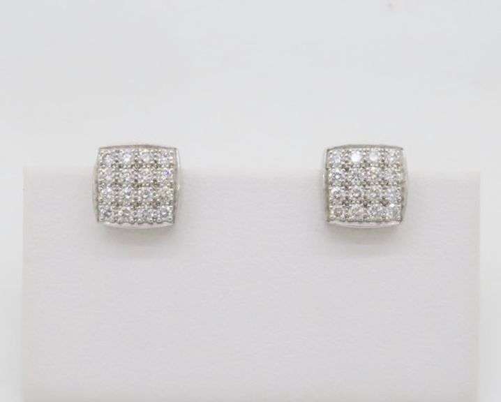 Platinum Diamond Pavé Square Stud Earrings