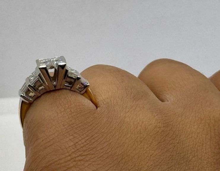 14K Two-Tone Gold Princess Cut Diamond Ring