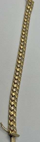 14K Yellow+White Gold Italian Brushed Bracelet