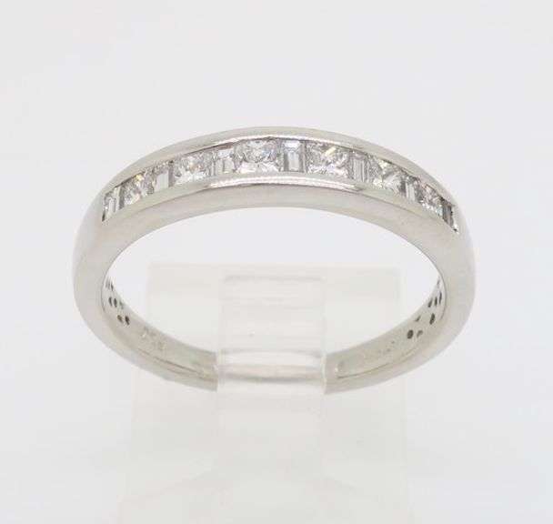 Platinum Princess & Baguette Cut Diamond Band