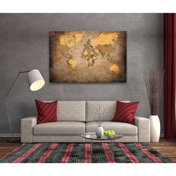 World Map Canvas Wall Art Ready to Hang