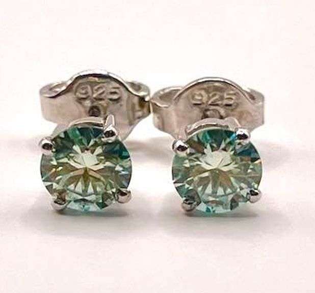 Sparkling 3.85 Ctw VVs1 Paraiba Green Blue Lab Simulated Diamond Earrings