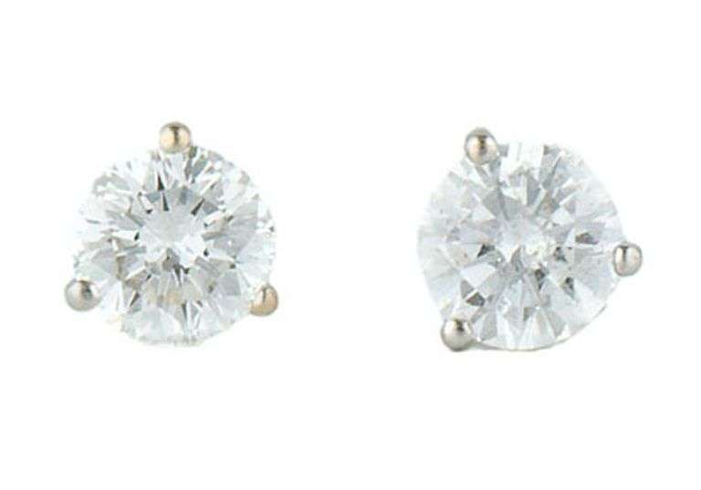 1.47ctw Round Diamond Solitaire Stud Earrings in 14K