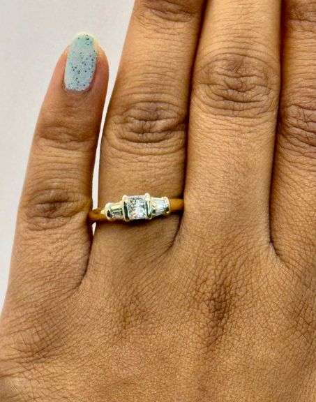 14K Two-Tone Gold Princess Cut Diamond Engagement Ring