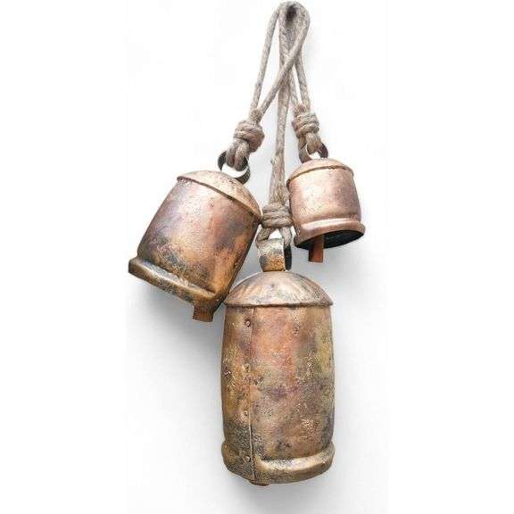Set of 3 Rustic Brass Metal Bells