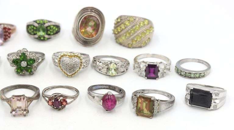 Group lot of Vintage 925 sterling silver 19 rings
