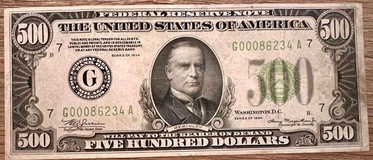 Rare U.S $500 Bill