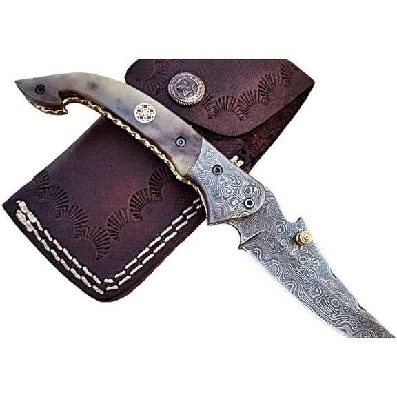 Limited Edition Damascus Steel Camel Bone Knife