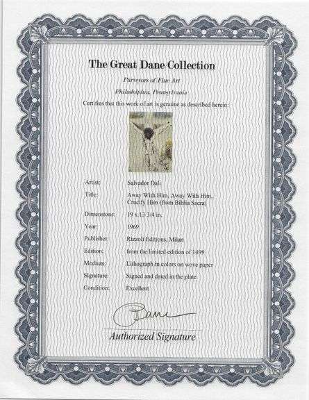 Highly Collectible and Rare Salvador Dali Original Lithograph from the 'Biblia Sacra' Suite