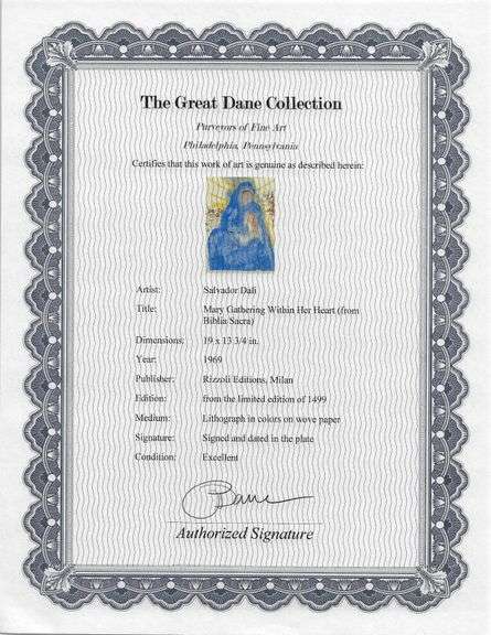 Highly Collectible and Rare Salvador Dali Original Lithograph from the 'Biblia Sacra' Suite