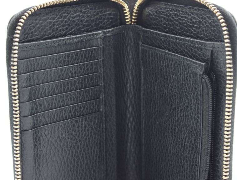 Gucci Pebbeled Leather Zip Around Wallet