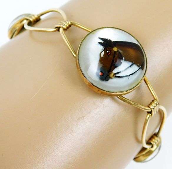 Vintage Gold Filled Crystal Essex Horse Bracelet