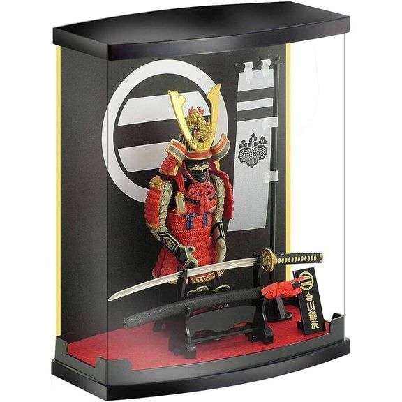 Samurai with Red Armor and Katana in Display Case