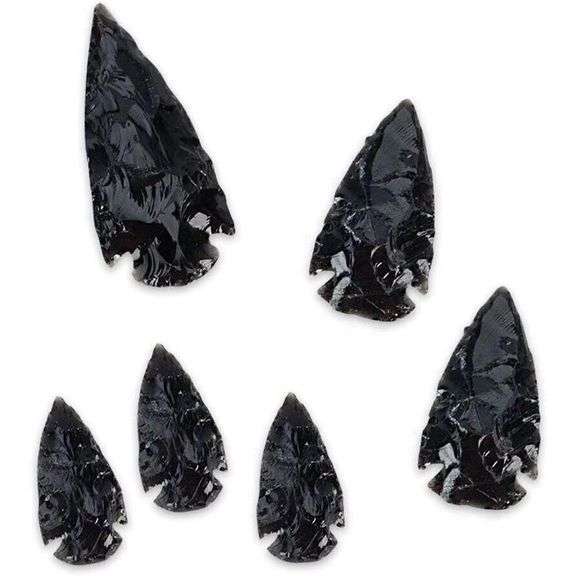 6 Black Obsidian Arrowhead Collection