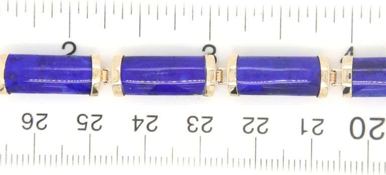 14kt Yellow gold Lapis station bracelet