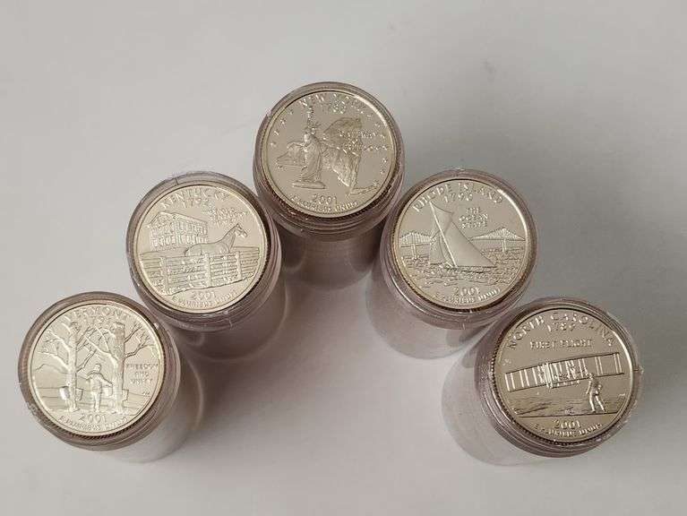 2001 S Proof State Quarters "5 Rolls" 200 Coins