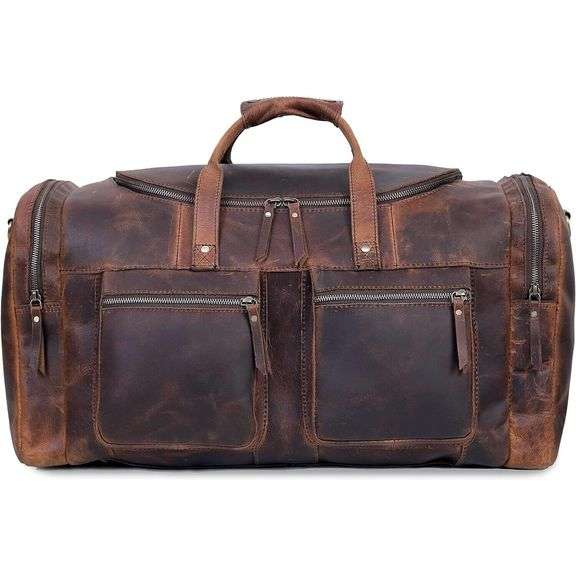 Full Grain Leather Duffel Bag Handmade in USA