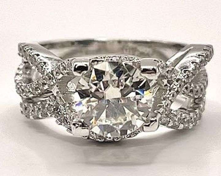 14 Kt White Gold Plate 2.75 Ct Lab Simulated Diamond 2 Band Engagement Ring Set