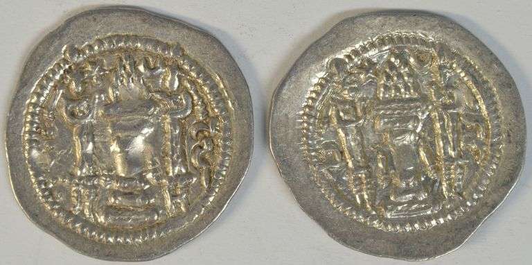 Type I and Type II Sassanian Peroz Silver Drachms, 457-483 AD