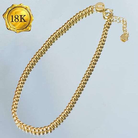 7 INCHES AU750 18KT SOLID YELLOW GOLD BEANS BRACELET