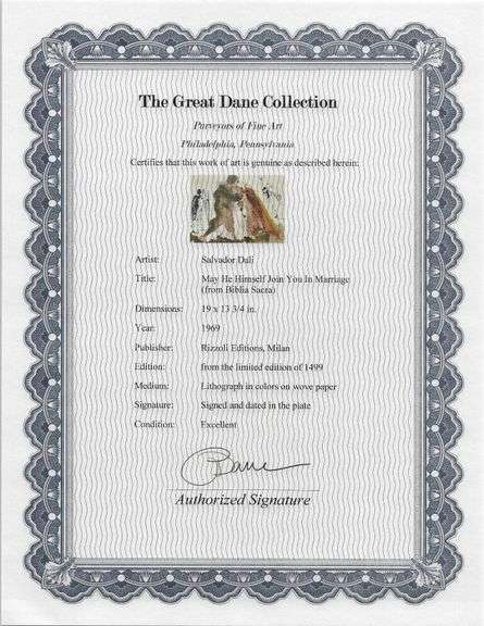Highly Collectible and Rare Salvador Dali Original Lithograph from the 'Biblia Sacra' Suite