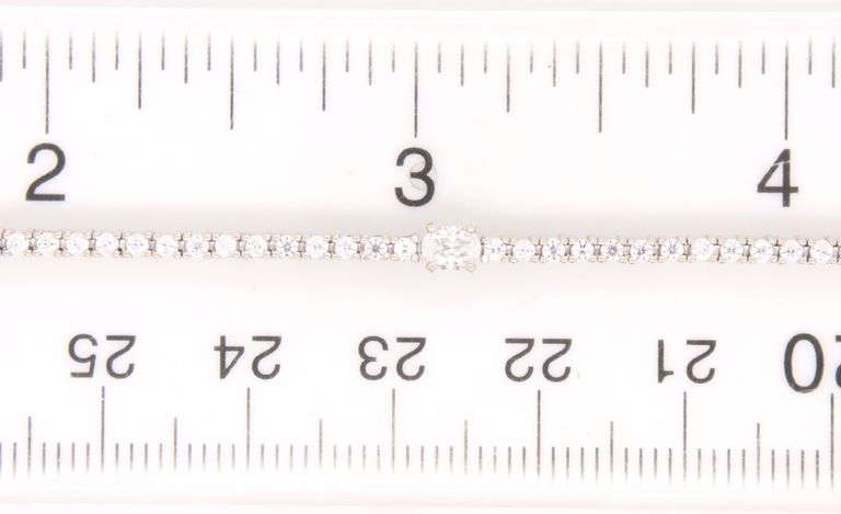 Fashionable 14k WG Straight Line CZ Bracelet