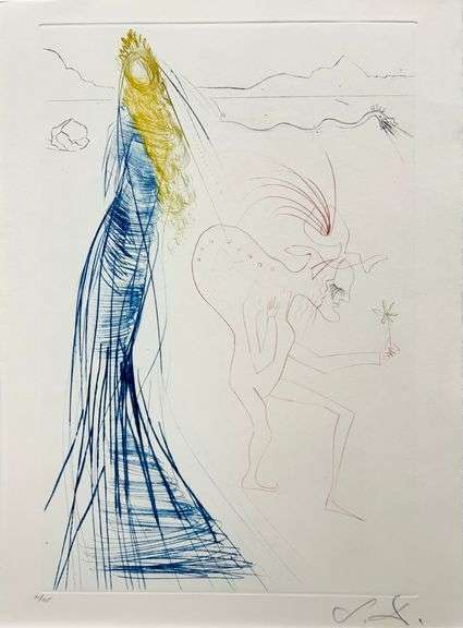 Rare Pencil Signed Dali Original Etching From The 'Tristan et Iseult' Suite