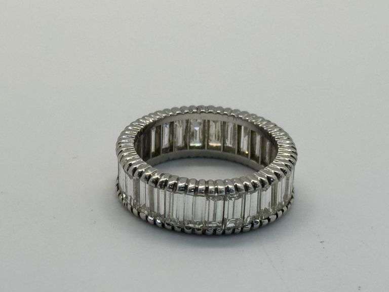 Antique Platinum Baguette Cut Diamond Wedding Band