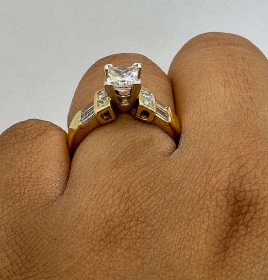 14K Two-Tone Gold Princess Cut Diamond Ring