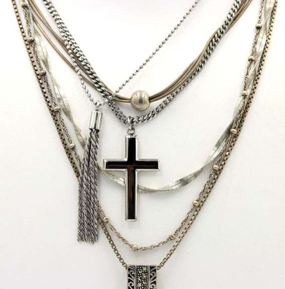 Group lot of 6 Vintage 925 sterling silver necklaces