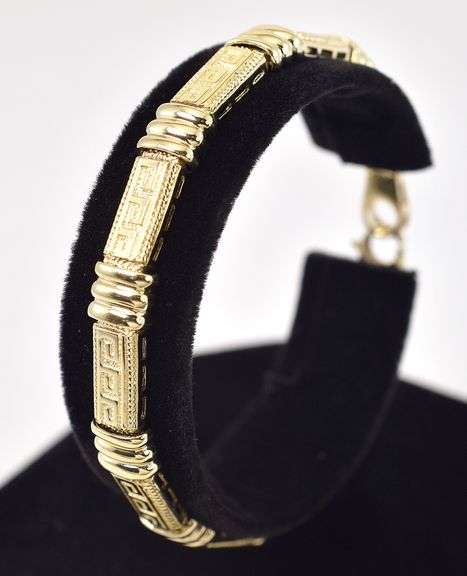 Shiny 14K Yellow Gold Greek Key Bracelet