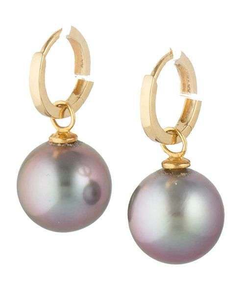11.0MM Black Tahitian Pearl Drop Earrings in 14K