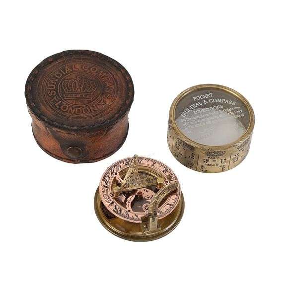 Marine Sundial Compass with Engraved Calendar