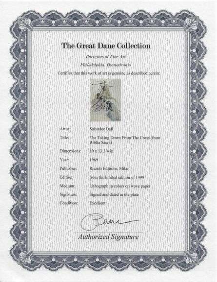 Highly Collectible and Rare Salvador Dali Original Lithograph from the 'Biblia Sacra' Suite