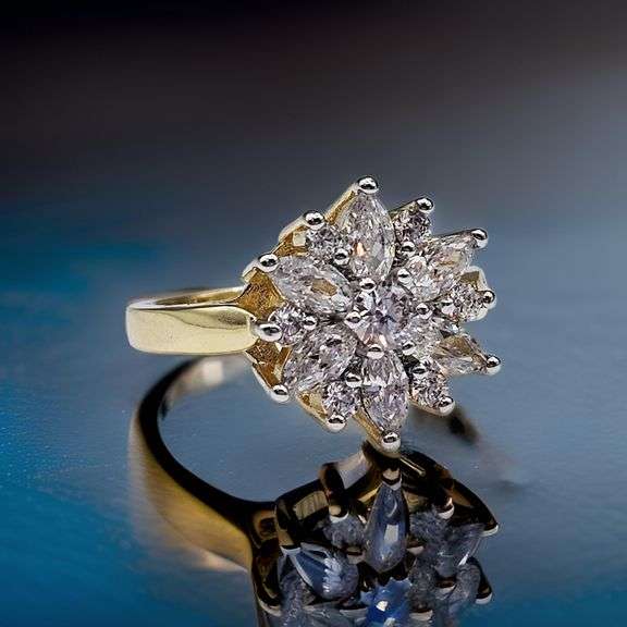 Dazzling 14 Kt Yellow Gold Plated Lab Simulated Diamond Ring