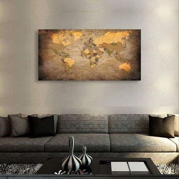 World Map Canvas Wall Art Ready-to-Hang
