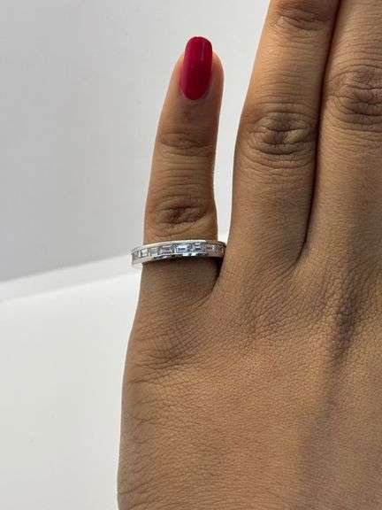 Platinum Baguette Cut Diamond Wedding Band