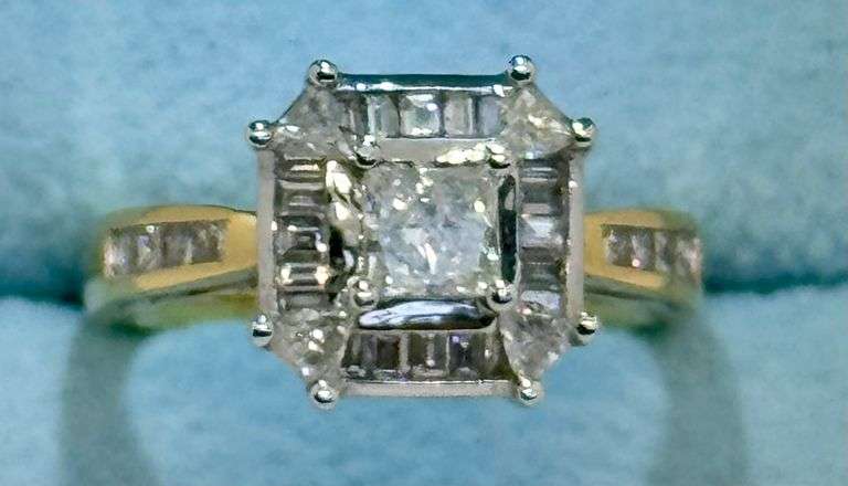 14K Two-Tone Gold Princess Cut Diamond Ring