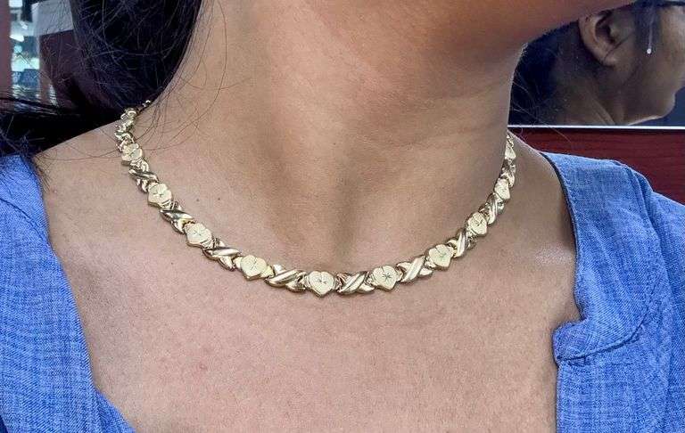 14K Yellow Gold Italian Heart Chain