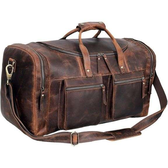 Full Grain Leather Duffel Bag Handmade in USA