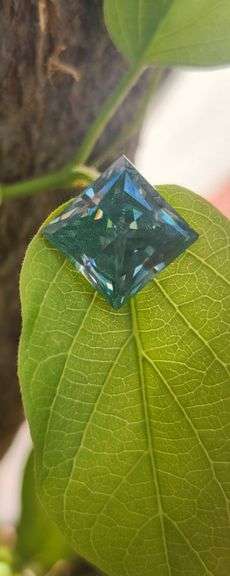 5.75 Ct Paraiba Green Princess Cut Fire Lab Simulated Diamond