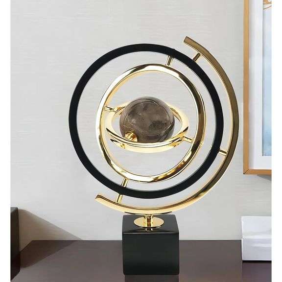 Black & Gold Metal Globe Abstract Art