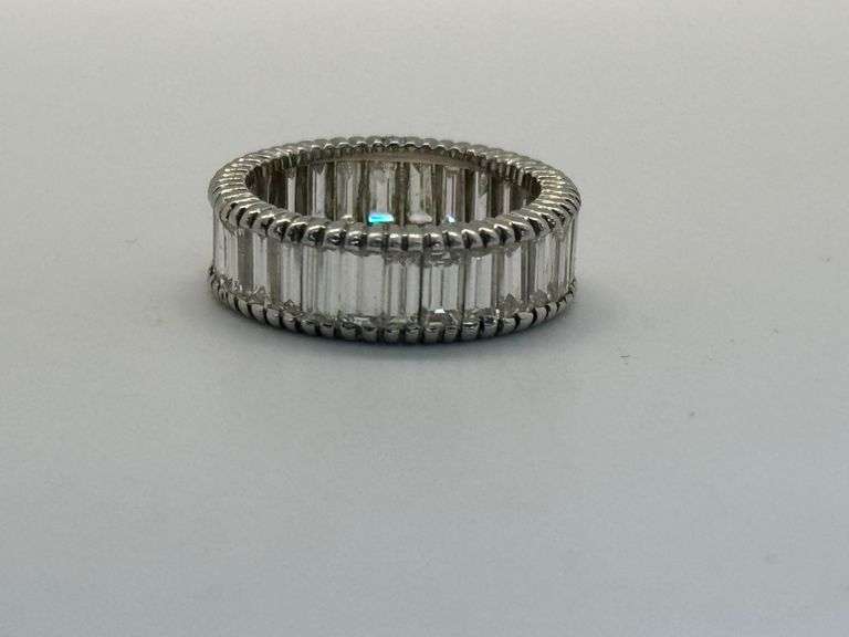 Antique Platinum Baguette Cut Diamond Wedding Band