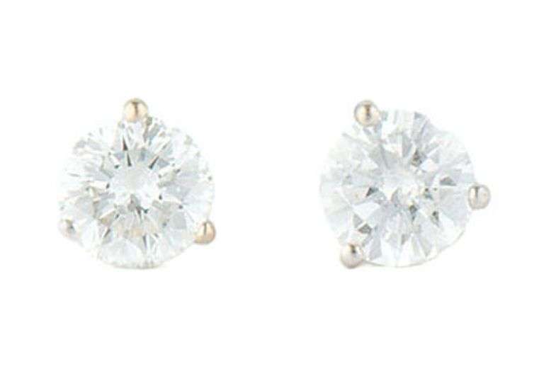 1.47ctw Round Diamond Solitaire Stud Earrings in 14K