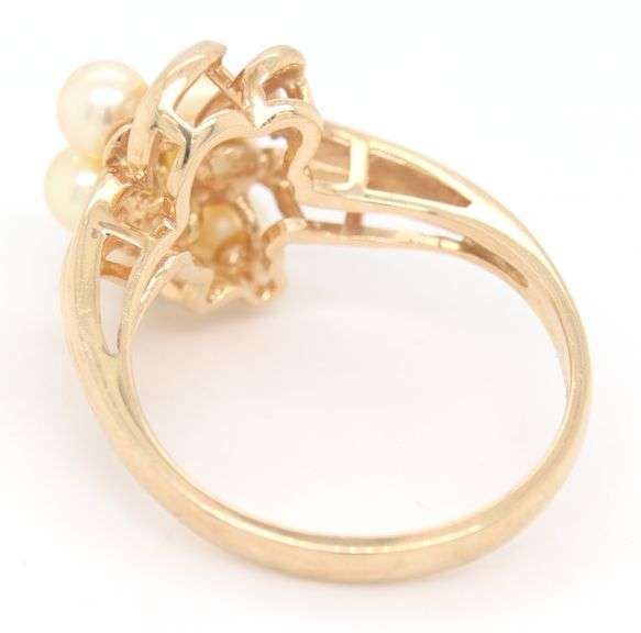 Lively 14K YG 5 Pearl Ring