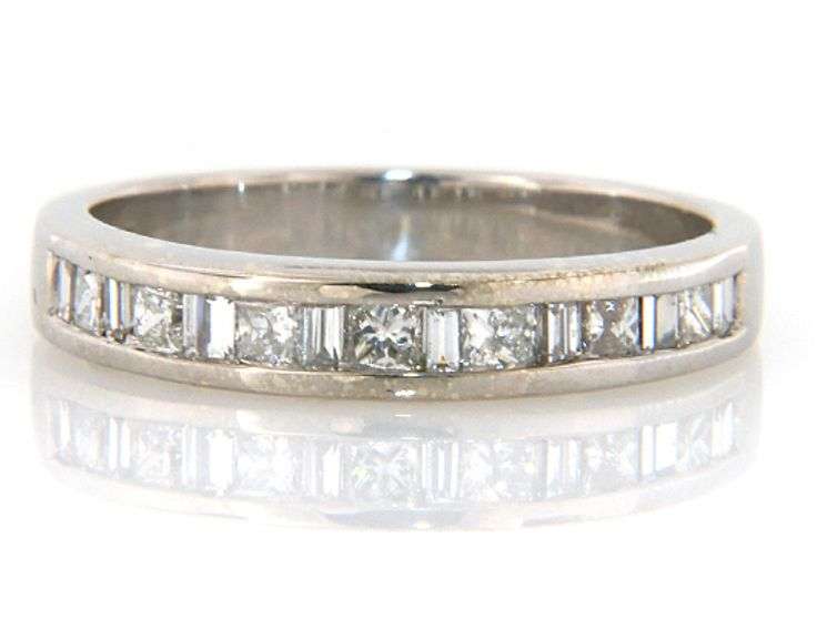 0.65ctw Baguette and Princess Diamond Band Ring in 14K