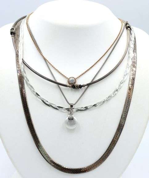 Group lot of 5 Vintage 925 sterling silver necklaces