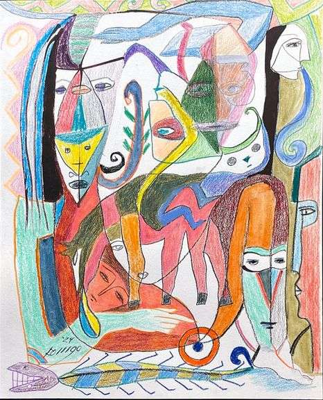 Spectacular One Of A Kind Mixed-Media On Paper by Romgo